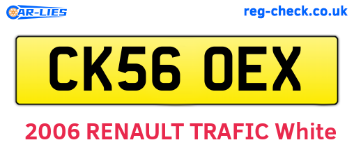 CK56OEX are the vehicle registration plates.