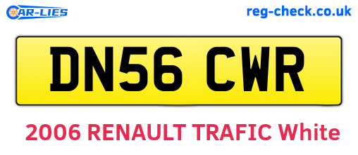 DN56CWR are the vehicle registration plates.