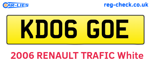 KD06GOE are the vehicle registration plates.