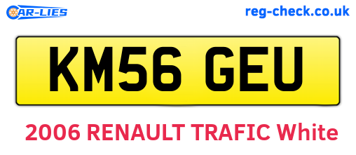 KM56GEU are the vehicle registration plates.