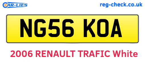 NG56KOA are the vehicle registration plates.
