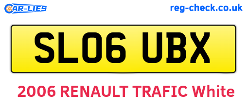SL06UBX are the vehicle registration plates.