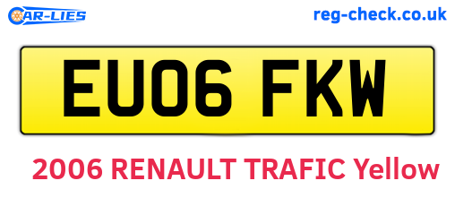EU06FKW are the vehicle registration plates.