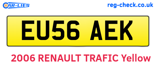 EU56AEK are the vehicle registration plates.