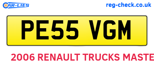PE55VGM are the vehicle registration plates.