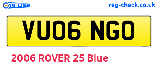 VU06NGO are the vehicle registration plates.