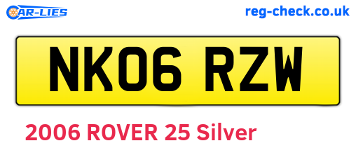 NK06RZW are the vehicle registration plates.