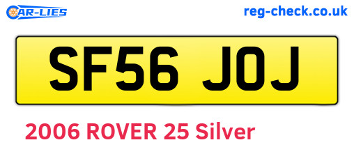 SF56JOJ are the vehicle registration plates.