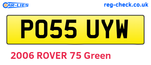 PO55UYW are the vehicle registration plates.