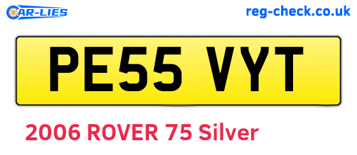 PE55VYT are the vehicle registration plates.