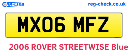 MX06MFZ are the vehicle registration plates.