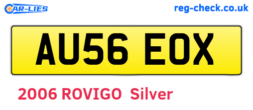 AU56EOX are the vehicle registration plates.
