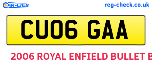 CU06GAA are the vehicle registration plates.
