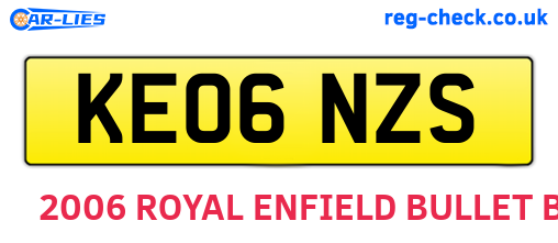 KE06NZS are the vehicle registration plates.