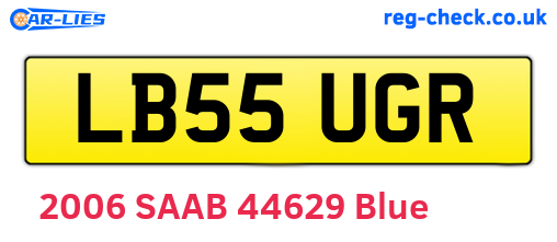 LB55UGR are the vehicle registration plates.