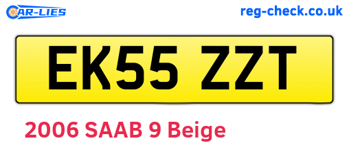 EK55ZZT are the vehicle registration plates.
