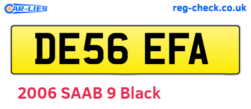DE56EFA are the vehicle registration plates.