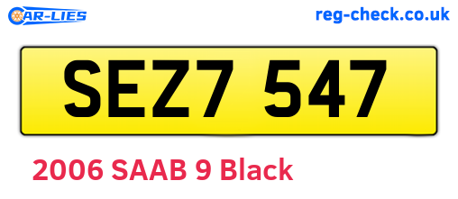 SEZ7547 are the vehicle registration plates.