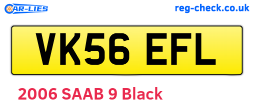 VK56EFL are the vehicle registration plates.