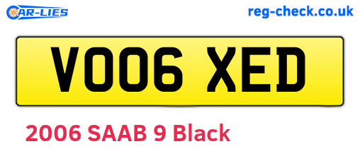 VO06XED are the vehicle registration plates.