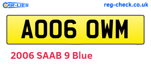 AO06OWM are the vehicle registration plates.