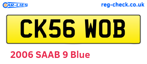 CK56WOB are the vehicle registration plates.