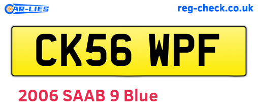 CK56WPF are the vehicle registration plates.