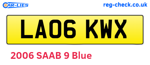 LA06KWX are the vehicle registration plates.