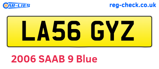 LA56GYZ are the vehicle registration plates.