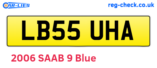 LB55UHA are the vehicle registration plates.
