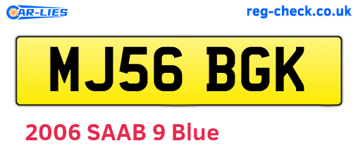 MJ56BGK are the vehicle registration plates.