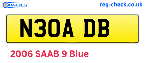 N30ADB are the vehicle registration plates.