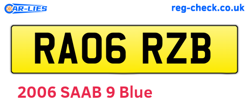 RA06RZB are the vehicle registration plates.