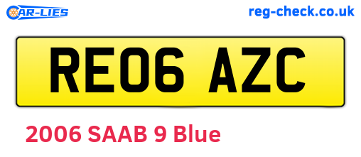 RE06AZC are the vehicle registration plates.