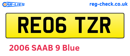 RE06TZR are the vehicle registration plates.