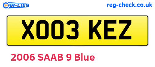 XO03KEZ are the vehicle registration plates.