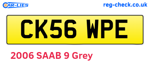 CK56WPE are the vehicle registration plates.