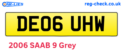 DE06UHW are the vehicle registration plates.