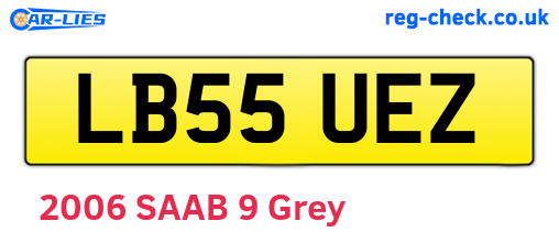 LB55UEZ are the vehicle registration plates.
