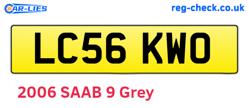 LC56KWO are the vehicle registration plates.