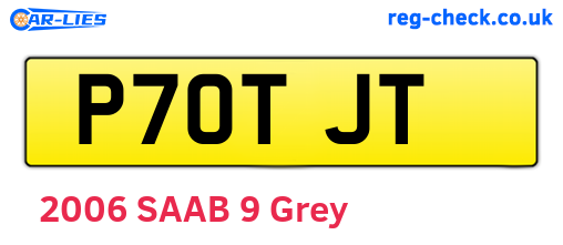 P70TJT are the vehicle registration plates.