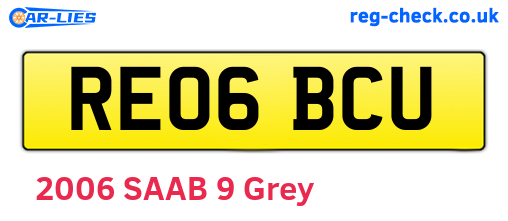 RE06BCU are the vehicle registration plates.