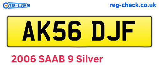 AK56DJF are the vehicle registration plates.