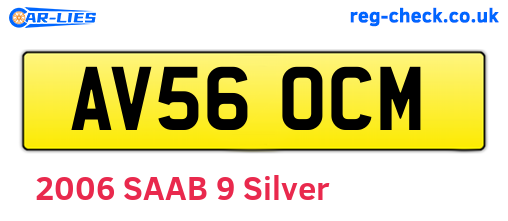 AV56OCM are the vehicle registration plates.