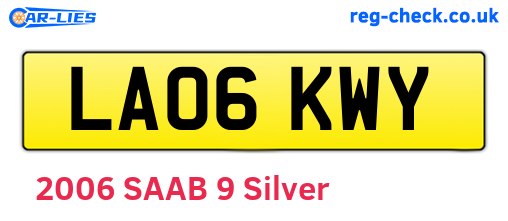 LA06KWY are the vehicle registration plates.