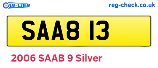 SAA813 are the vehicle registration plates.