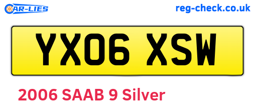 YX06XSW are the vehicle registration plates.