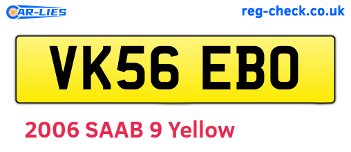 VK56EBO are the vehicle registration plates.