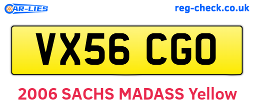 VX56CGO are the vehicle registration plates.