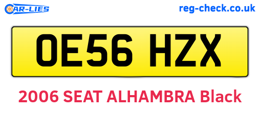 OE56HZX are the vehicle registration plates.